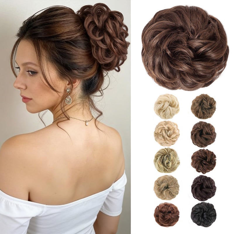 MORICA Messy Hair Bun Hair Scrunchies Extension Curly Wavy fake hair bun Synthetic Chignon hair pieces for Women(4/30#) - Image 1